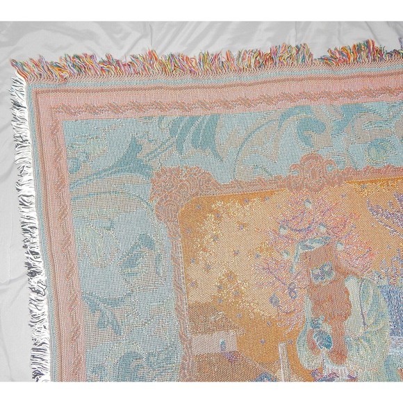 Merry Christmas Santa Claus With Children Woven Fringed Thrown 44x53 By Hallmark - Picture 11 of 12